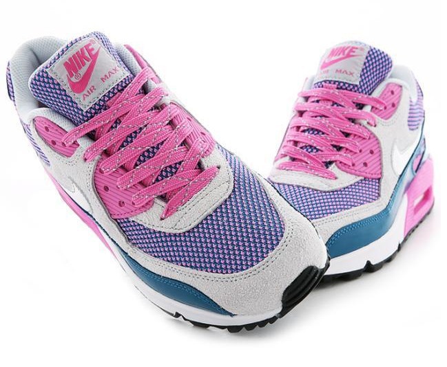 Nike Air Max 90 Grey Pink Blue Silver For Women - Click Image to Close
