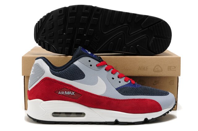 Nike Air Max 90 HYP PRM Grey Black Red White Shoes - Click Image to Close