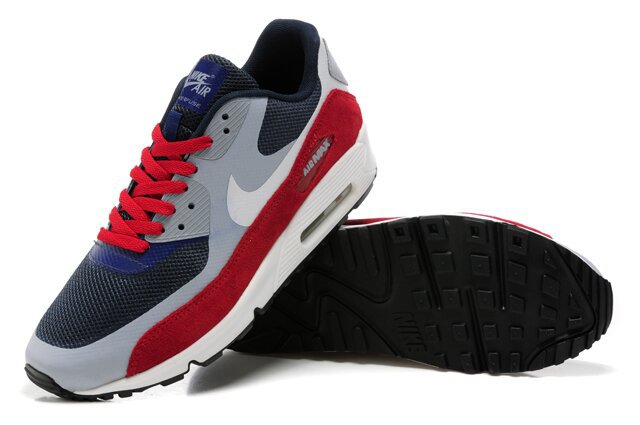 Nike Air Max 90 HYP PRM Grey Black Red White Shoes - Click Image to Close