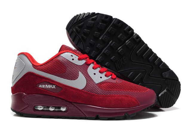 Nike Air Max 90 HYP PRM Wine Red Grey Shoes - Click Image to Close