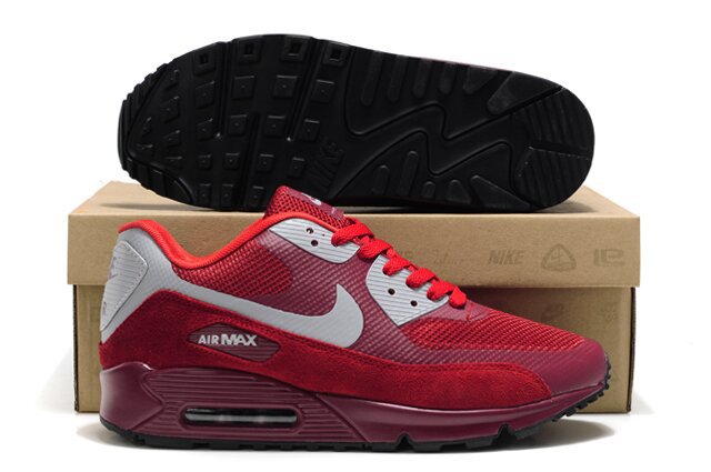 Nike Air Max 90 HYP PRM Wine Red Grey Shoes - Click Image to Close
