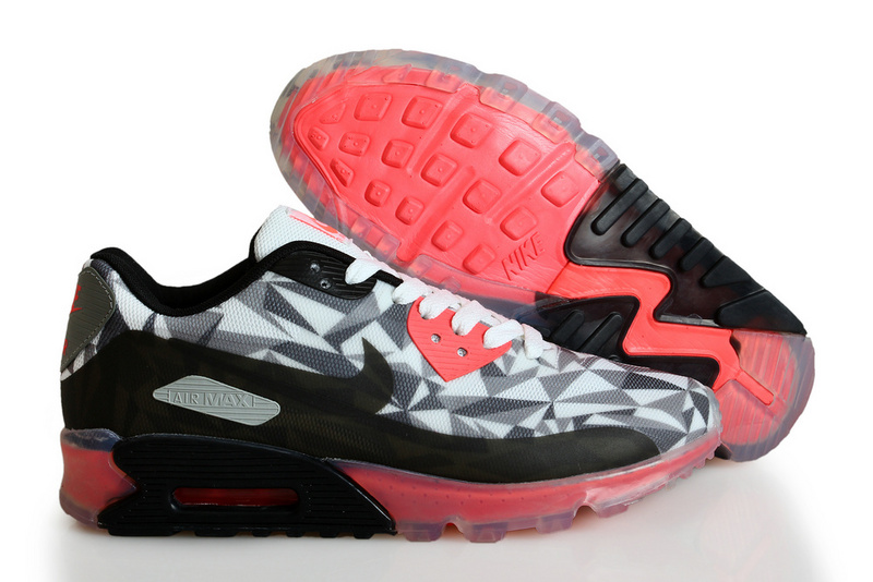 Nike Air Max 90 ICE Black Grey Red Shoes - Click Image to Close