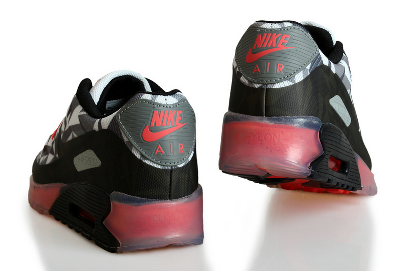 Nike Air Max 90 ICE Black Grey Red Shoes - Click Image to Close