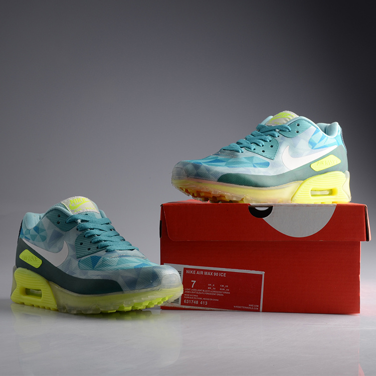 Nike Air Max 90 Jelly Sky Blue Fluorscent Green Shoes - Click Image to Close