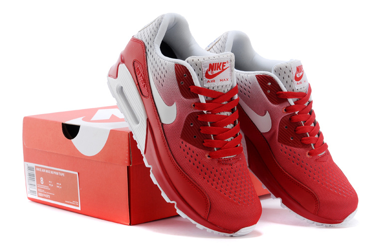 Nike Air Max 90 Knit Red White Shoes - Click Image to Close