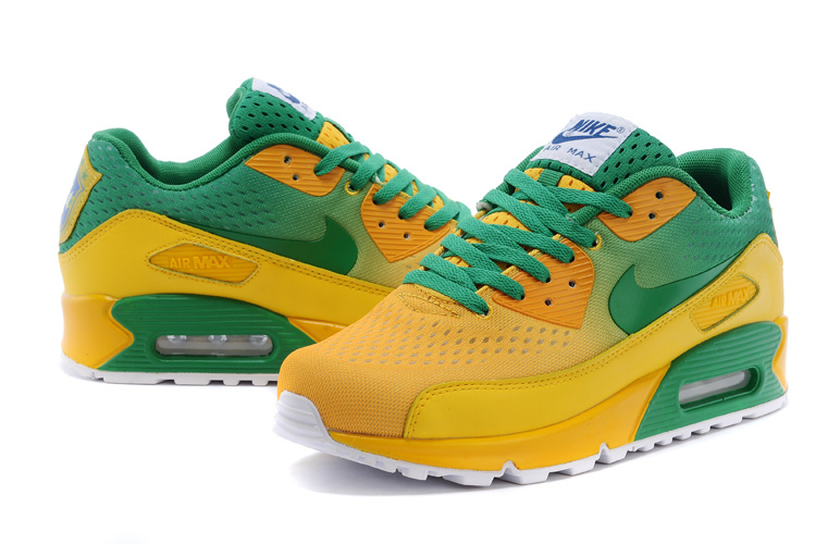 Nike Air Max 90 Knit Yellow Green White Shoes - Click Image to Close