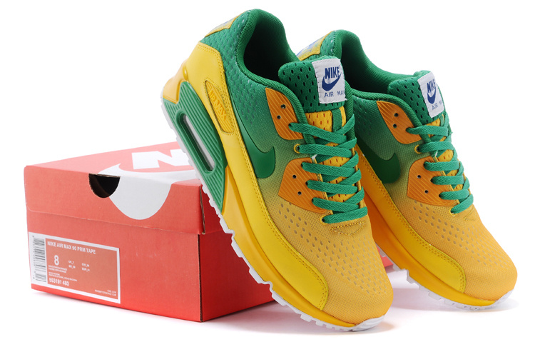 Nike Air Max 90 Knit Yellow Green White Shoes