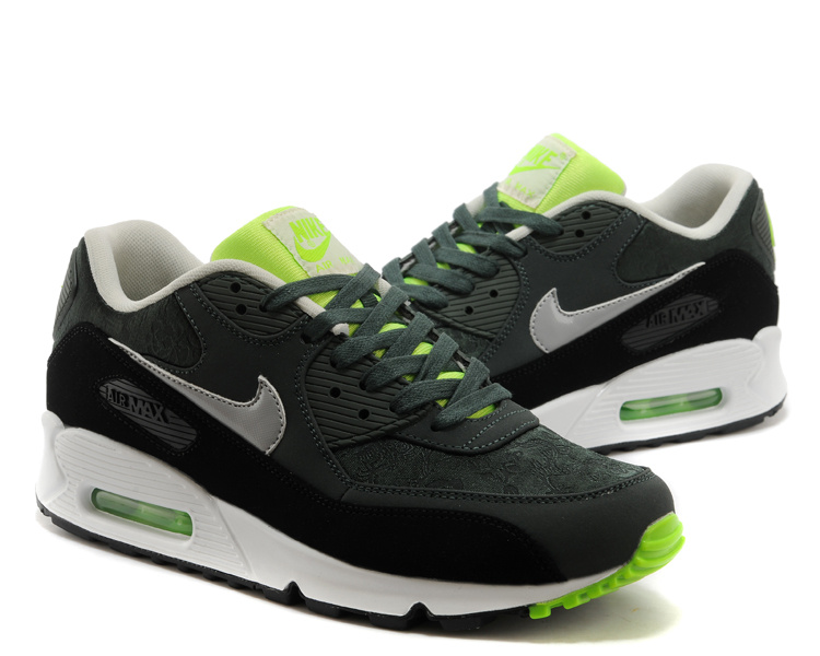 Nike Air Max 90 Men Black White Green Shoes