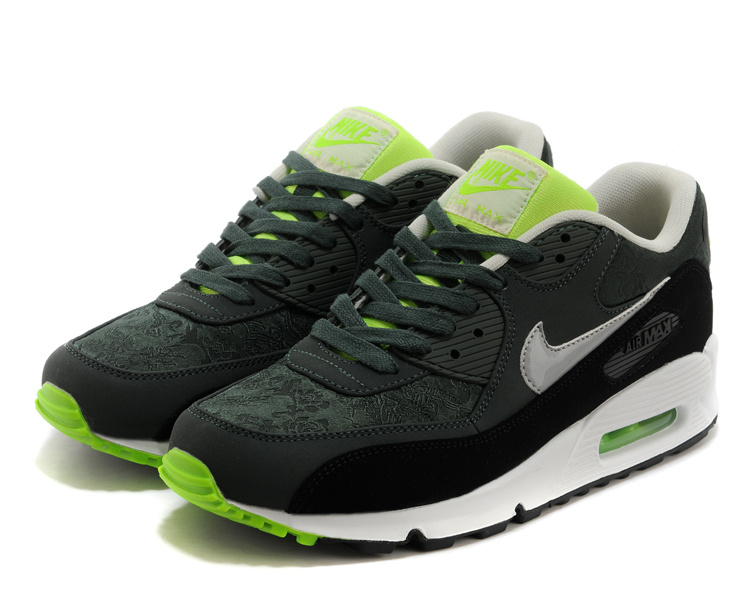 Nike Air Max 90 Men Black White Green Shoes