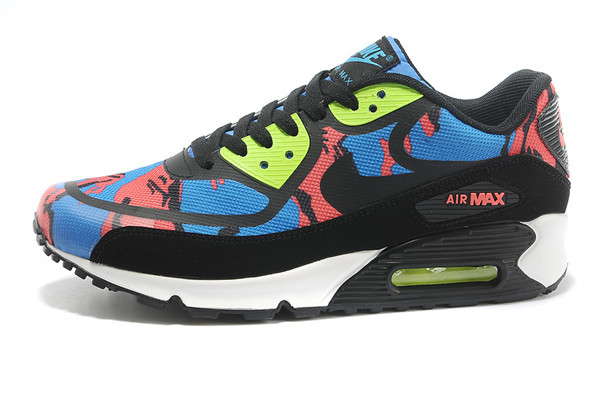 Nike Air Max 90 PREM TAPE Black Red Blue Women Shoes - Click Image to Close