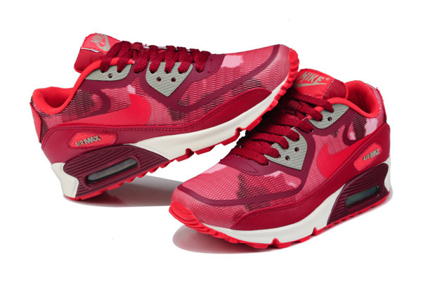 Nike Air Max 90 PREM TAPE Red White Women Shoes - Click Image to Close