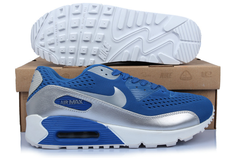 Nike Air Max 90 Premium EM Blue Silver White - Click Image to Close