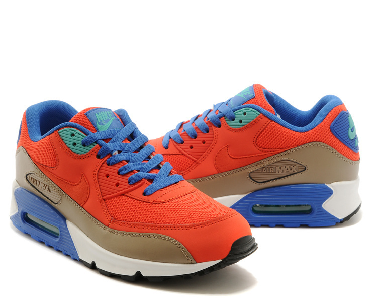 Men Nike Air Max 90 Red Grey Blue - Click Image to Close