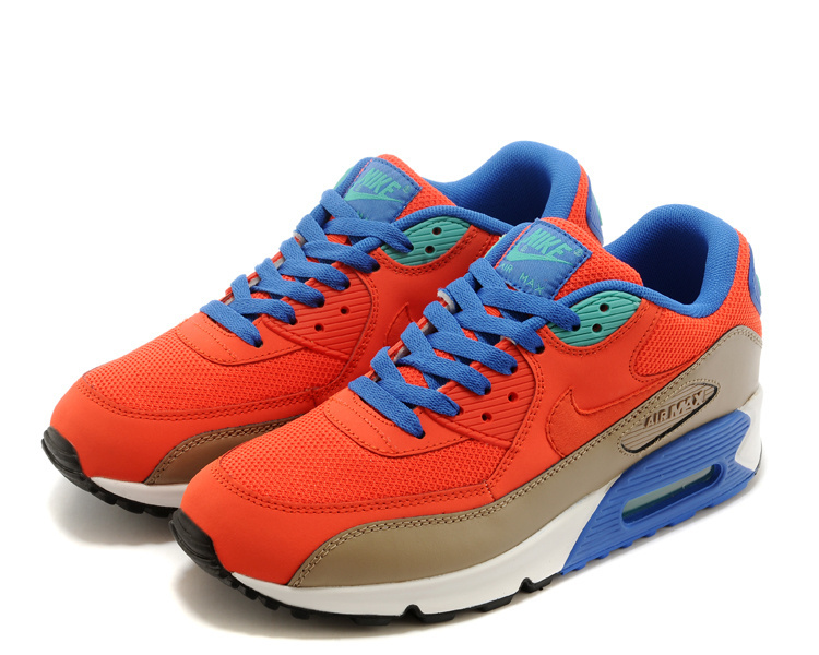 Nike Air Max 90 Red Grey Blue Men Shoes - Click Image to Close