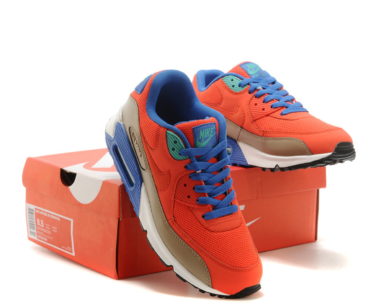 Nike Air Max 90 Red Grey Blue Men Shoes - Click Image to Close