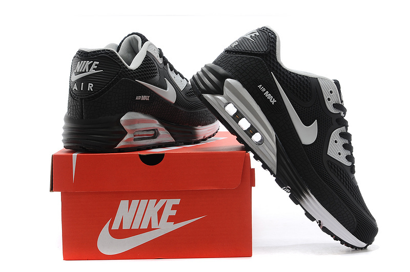Nike Air Max 90 Rubber Patch 25th Anniversary Peach Black Grey Shoes - Click Image to Close