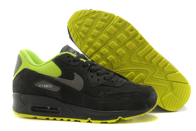 Nike Air Max 90 Suede Wool Black Green Shoes - Click Image to Close