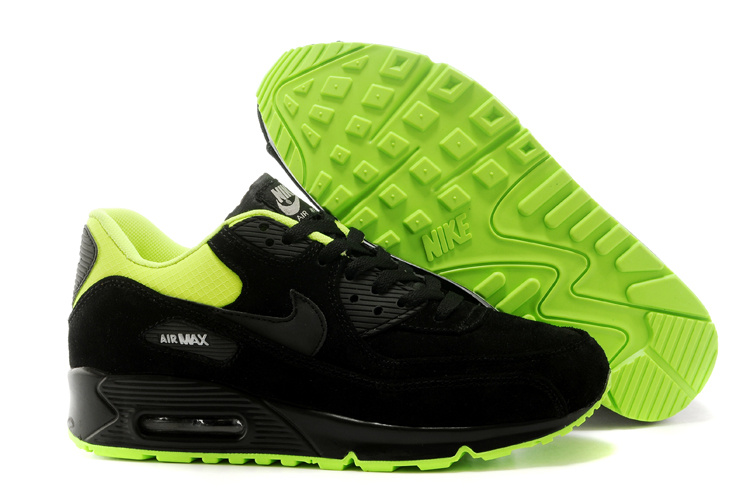 Nike Air Max 90 Suede Wool Dark Black Green Shoes - Click Image to Close
