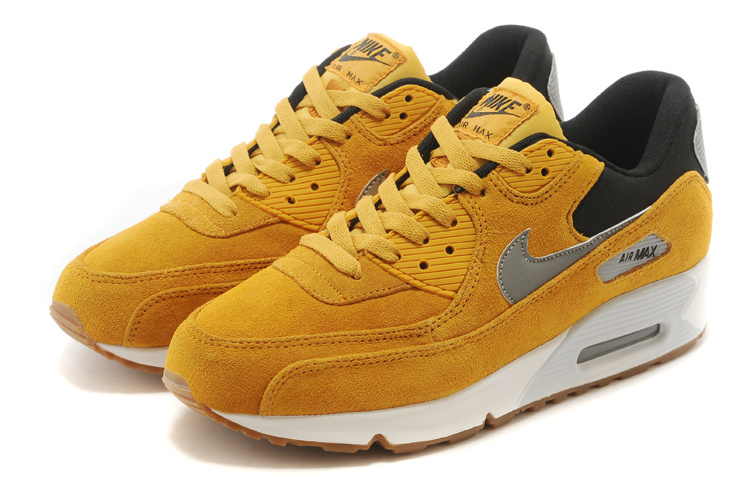 Nike Air Max 90 Suede Wool Yellow White Shoes - Click Image to Close