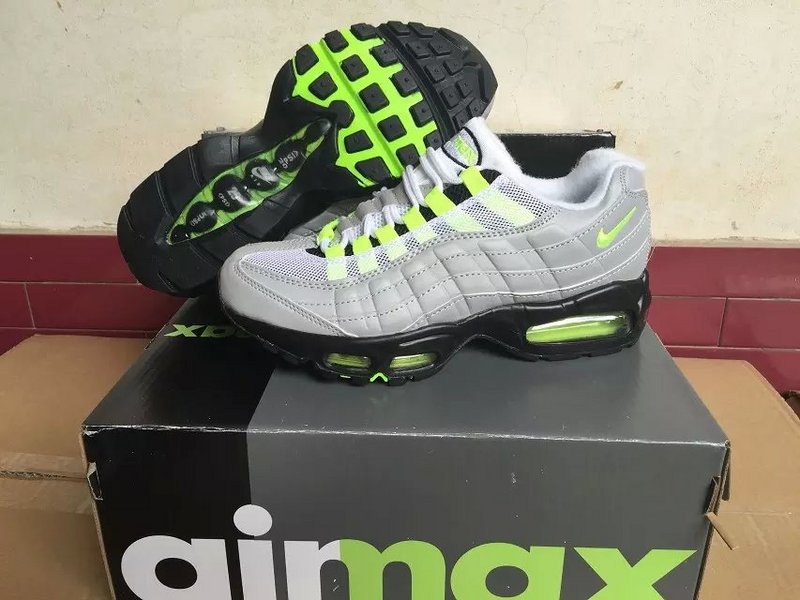 Nike Air Max 95 Grey Fluorscent Green Shoes - Click Image to Close