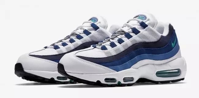 Nike Air Max 95 White Blue Shoes - Click Image to Close