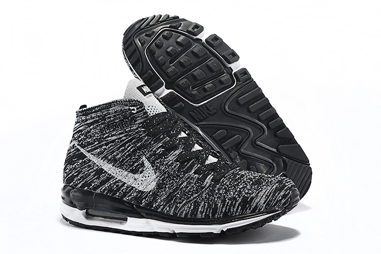 Nike Air Max Lunar90 Flyknit Chukka Black White Shoes