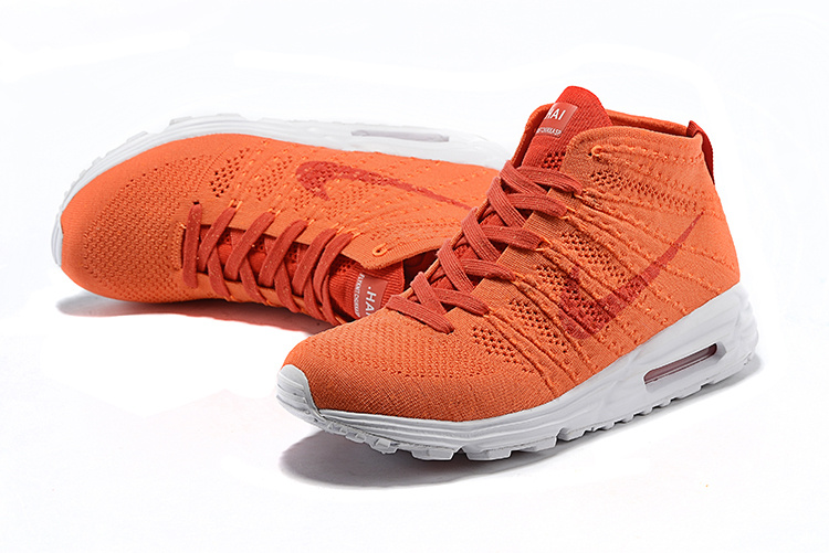 Nike Air Max Lunar90 Flyknit Chukka Orange White Shoes - Click Image to Close