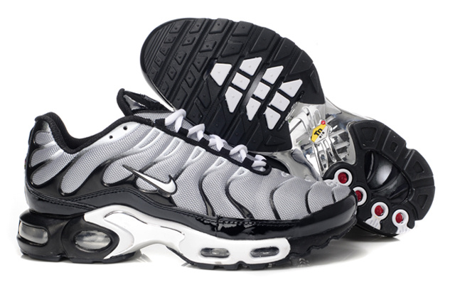 Nike Air Max TN Shoes Grey Black White Logo - Click Image to Close