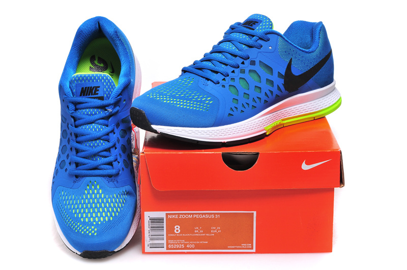 Nike Air Zoom Pegasus 31 Blue White Fluorscent Running Shoes - Click Image to Close