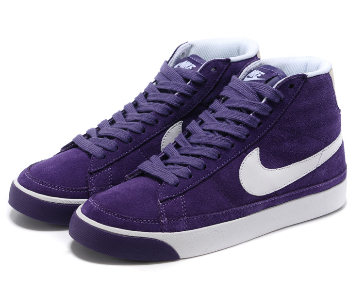 Nike Blazer 2 High Suede 1689 Purple White Women's Shoes - Click Image to Close