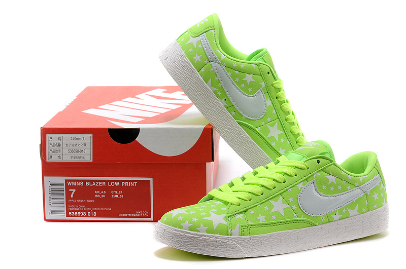 Nike Blazer Low Midnight Apple Green White Stars Men'ss Shoes