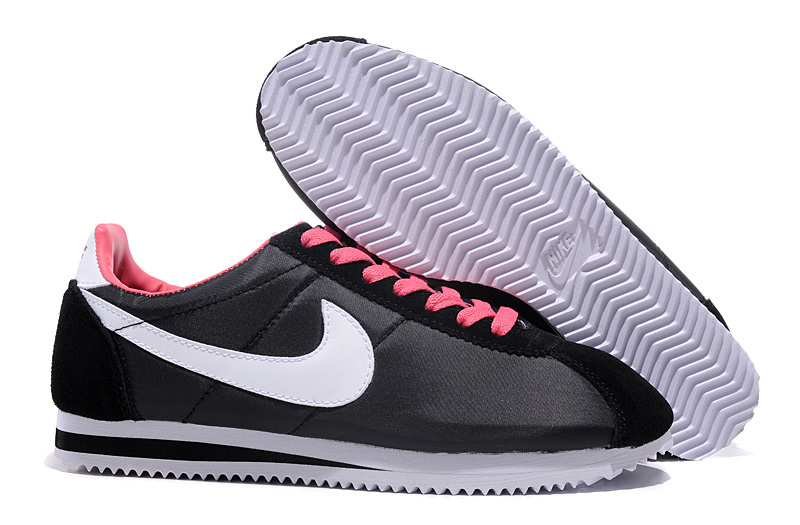 Women Nike Classic Cortez Nylon Black Grey Pink Shoes