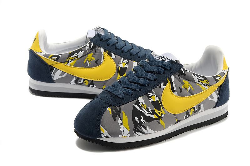 Nike Classic Cortez Nylon PRM Blue Grey Yellow White Shoes