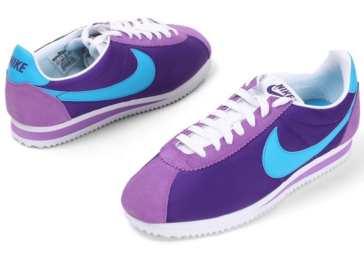 Women Nike Classic Cortez Nylon Purple Blue White Shoes