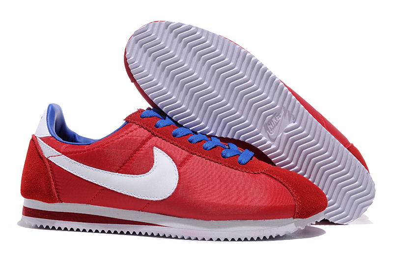 Women Nike Classic Cortez Nylon Red Blue Shoes