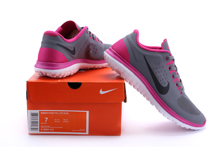 Nike FS Lite Run Shoes Grey Pink For Women - Click Image to Close