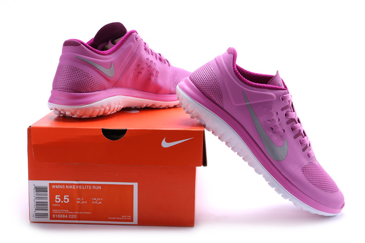 Nike FS Lite Run Shoes Pink Grey For Women - Click Image to Close