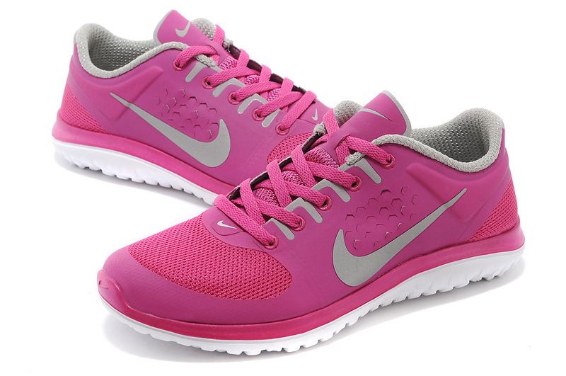 Nike FS Lite Run Shoes Pink Grey White For Women - Click Image to Close