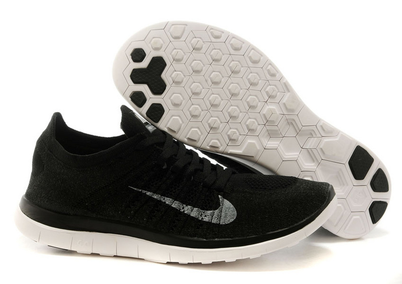 Nike Free Run 4.0 Flyknit Black White Running Shoes - Click Image to Close