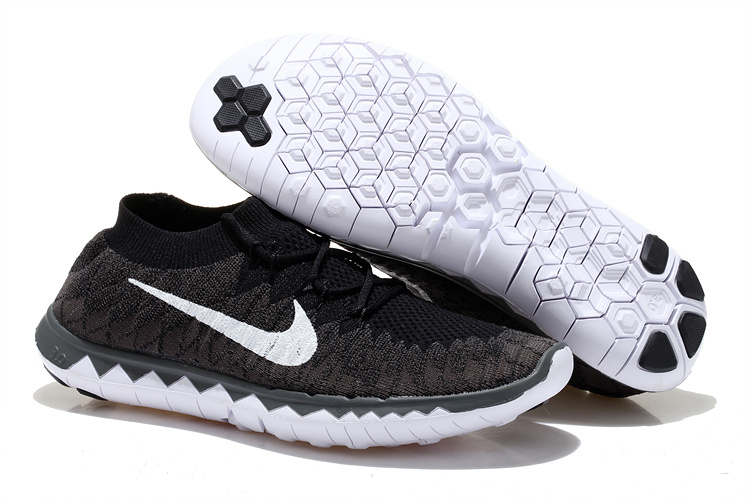 Nike Free Run 5.0 Flyknit Black White Running Shoes - Click Image to Close