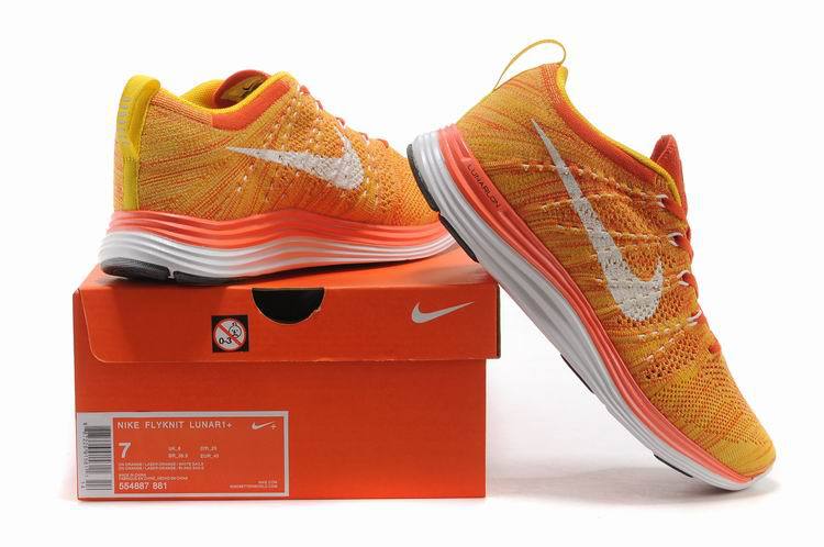Nike Flyknit Lunar 1 Orange White Shoes - Click Image to Close