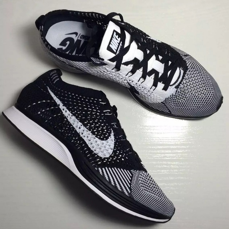 Nike Flyknit Racer Black White Women Shoes - Click Image to Close
