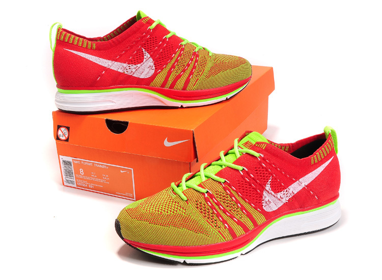 Nike Flyknit Trainer Green Red Shoes - Click Image to Close