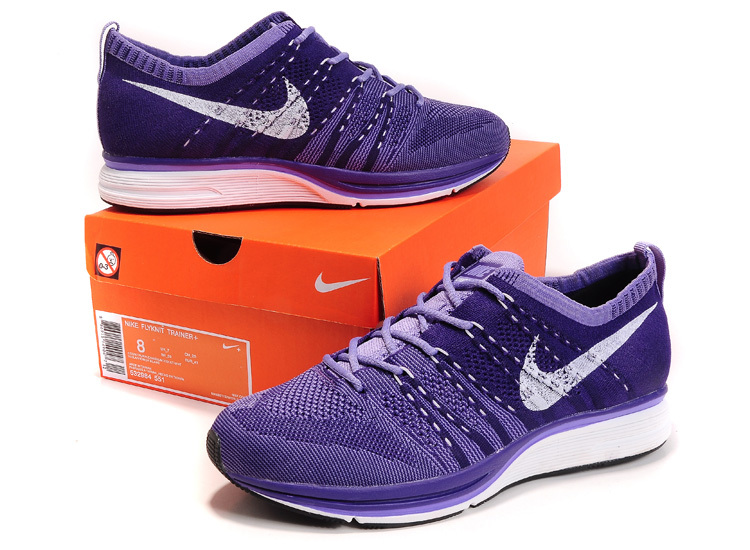 Nike Flyknit Trainer Purple White Shoes - Click Image to Close