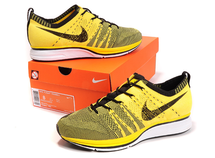 Nike Flyknit Trainer Yellow Black Shoes - Click Image to Close
