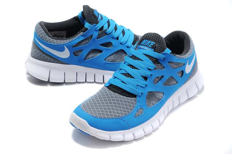 Nike Free Run 2.0 Blue Grey White Running Shoes - Click Image to Close