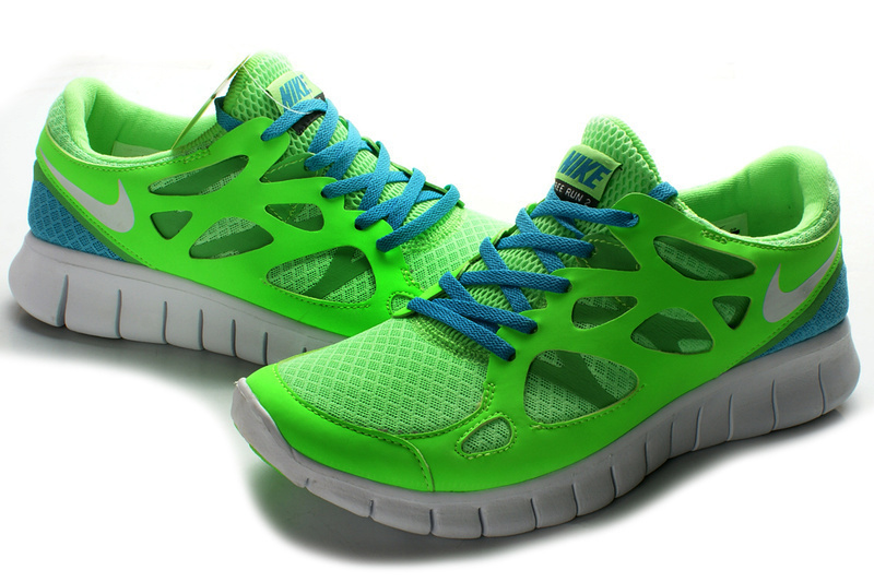 Nike Free Run 2.0 Green Blue White Running Shoes