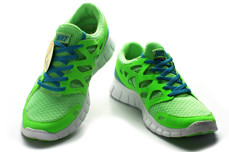Nike Free Run 2.0 Green Blue White Running Shoes - Click Image to Close