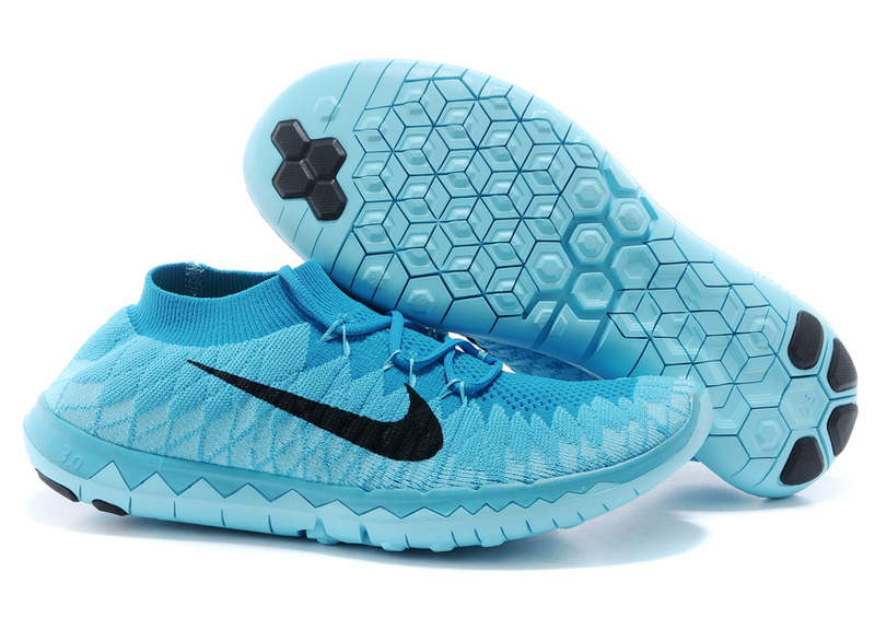 Nike Free 3.0 Flyline Baby Blue Black Running Shoes - Click Image to Close