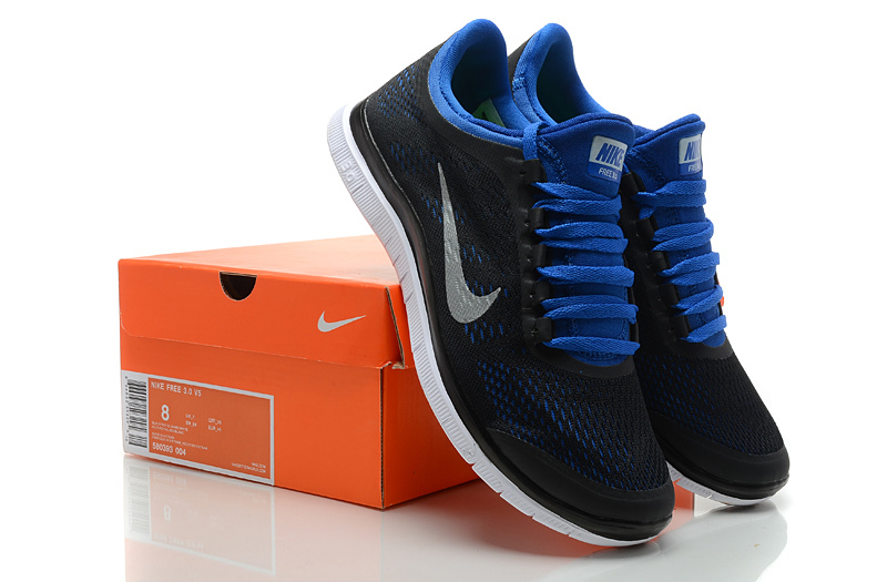 Nike Free Run 3.0 V5 Black Blue Shoes - Click Image to Close
